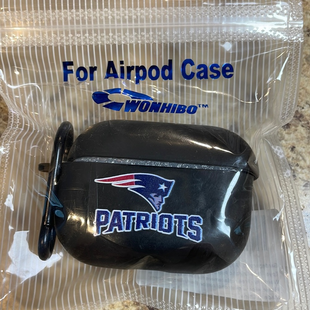New England Patriots AirPods Pro Case . Black with logo.